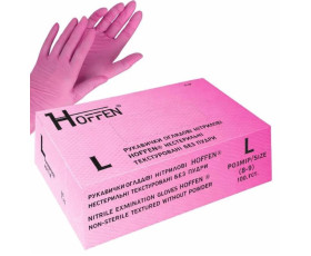Рукавички нітрилові РОЖЕВІ 100шт/уп L HOFFEN 7%