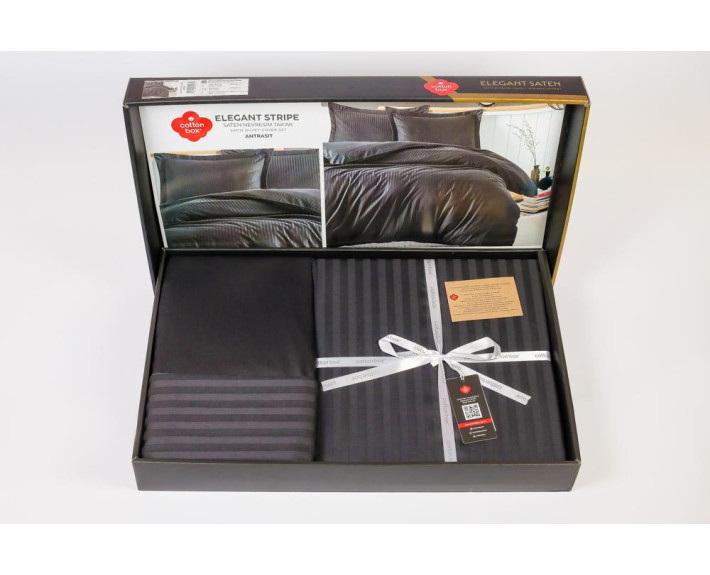 КПБ 2,0 ELEGANT (підк.200X220см, прост.240X260см, навол.2шт 50X70см), ANTRASIT, страйп-сатин, ТМ Cot