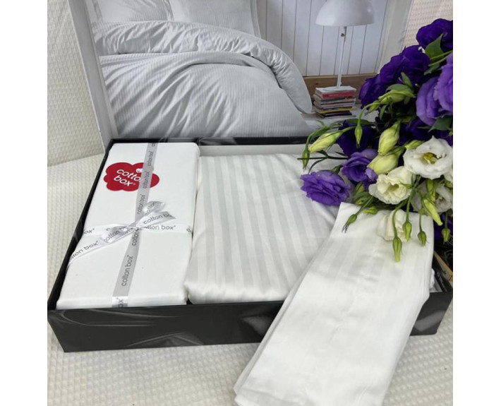 КПБ 2,0 ЭЛЕГАНТ (подк.200X220см, прост.240X260см, навол.2шт 50X70см), БЕЯЗ, страйп-сатин, ТМ Coton
