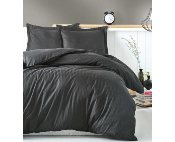 КПБ 2,0 ELEGANT (підк.200X220см, прост.240X260см, навол.2шт 50X70см), SIYAH, страйп-сатин, ТМ Coton