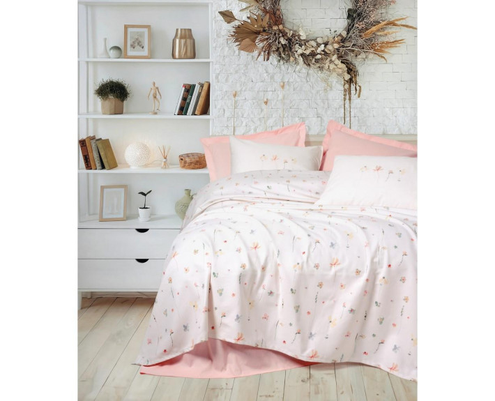 КПБ 1,5 SWEET (ковдра 160X230см, прост.180X240см, навол.1шт 50X70см), CALME PEMBE, піке, ТМ Coton Bo
