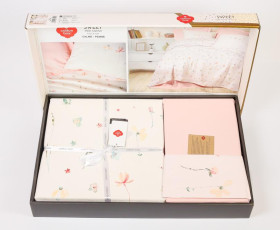 КПБ 1,5 SWEET (ковдра 160X230см, прост.180X240см, навол.1шт 50X70см), CALME PEMBE, піке, ТМ Coton Bo