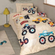 КПБ 1,5 JUNIOR (підк.160X220см, прост.180X240см, навол.1шт 50X70см),CARS BEJ, ранфорс, ТМ Coton Box,